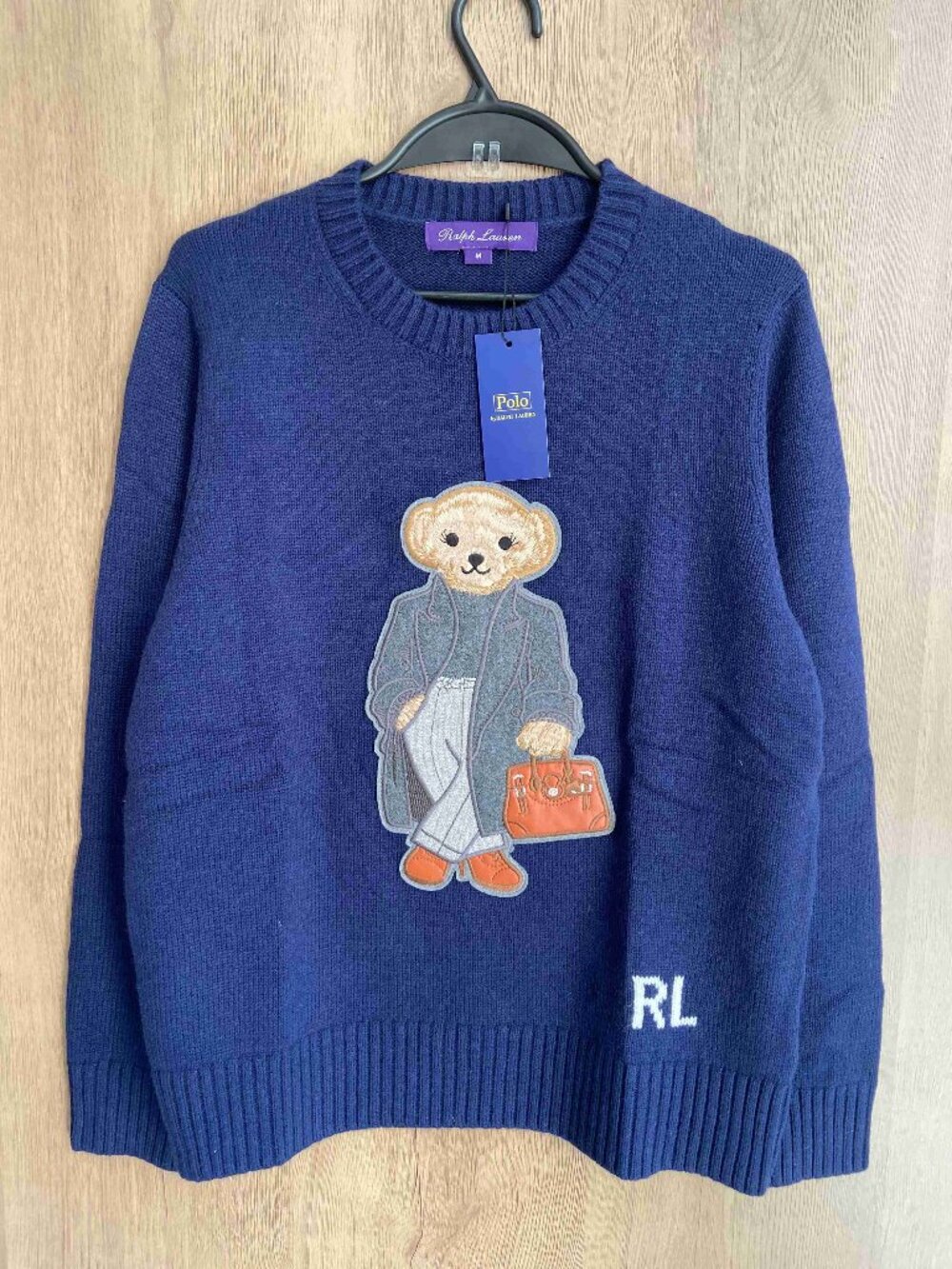 Polo Ralph Lauren Navy Lady Polo Bear Crewneck Sweater
